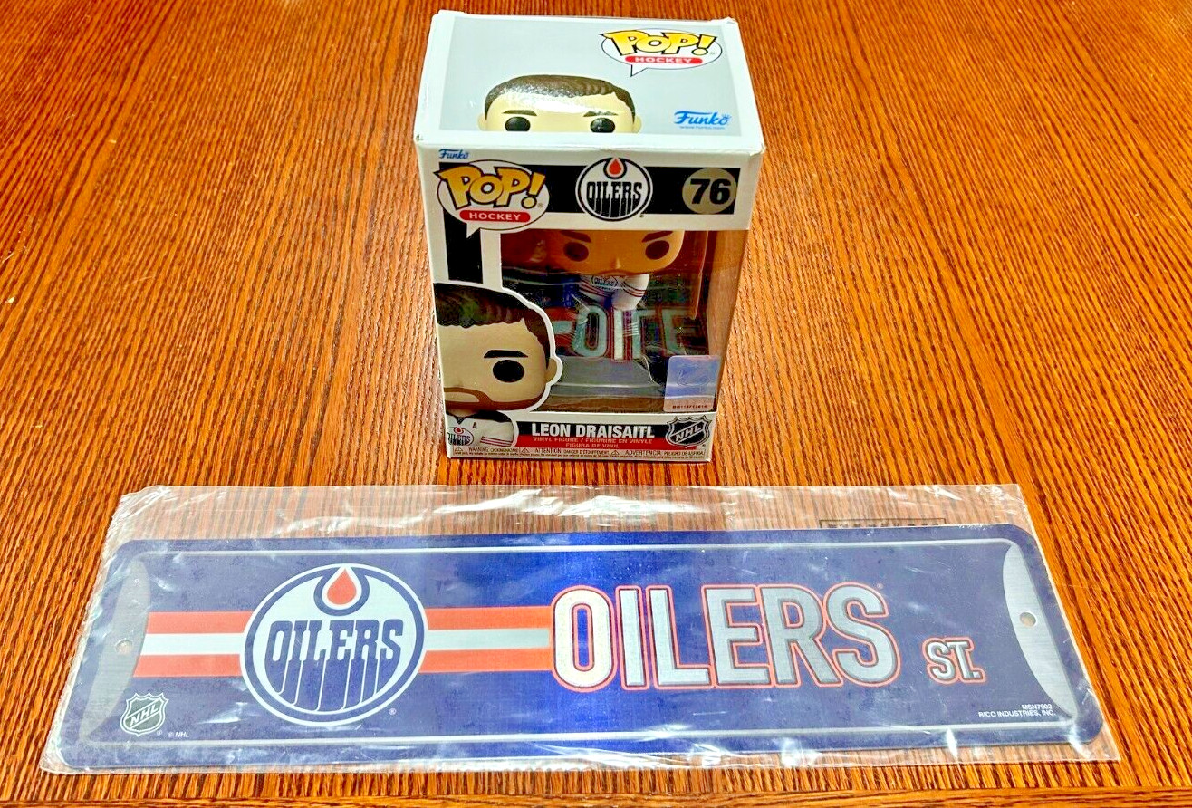 Leon Draisaitl Funko Pop!&Amp; Edmonton Oilers Street Sign Nhl Both Nib