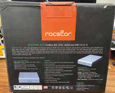 ROCSTOR ROCPRO 850 FireWire 800 (400) eSATA and USB 2.0 (1.1) New open box