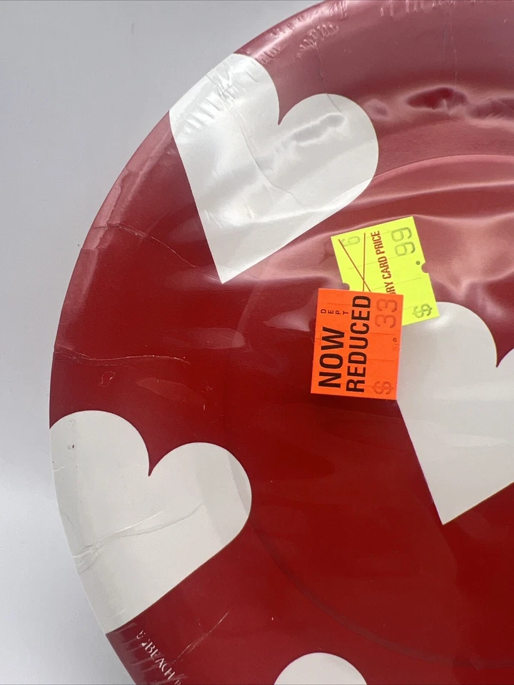 "Platos de fiesta de papel corazón de San Valentín 1986 vintage de Beach - paquete de 12 nuevos sellados de 7""" Foto 3 de 4