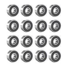 16Pcs 606 2RS Double Rubber Sealed Steel Miniature Deep Groove Ball Bearings