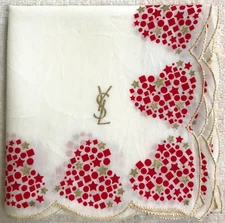 YSL Saint Laurent Vintage Heart Red  Handkerchief / Neckerchief / Bandana