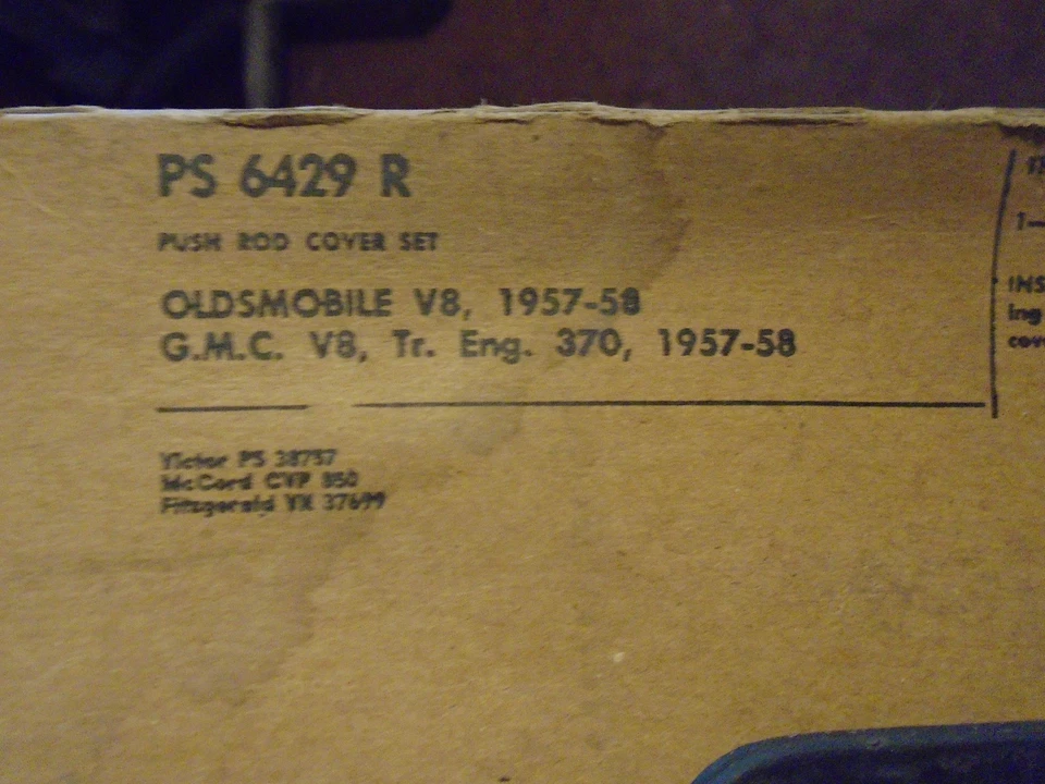 Juego de juntas de cubierta de varilla de empuje Oldsmobile v-8 gmc 370 Valley felpro 6429r 57-58 goma Foto 2 de 2