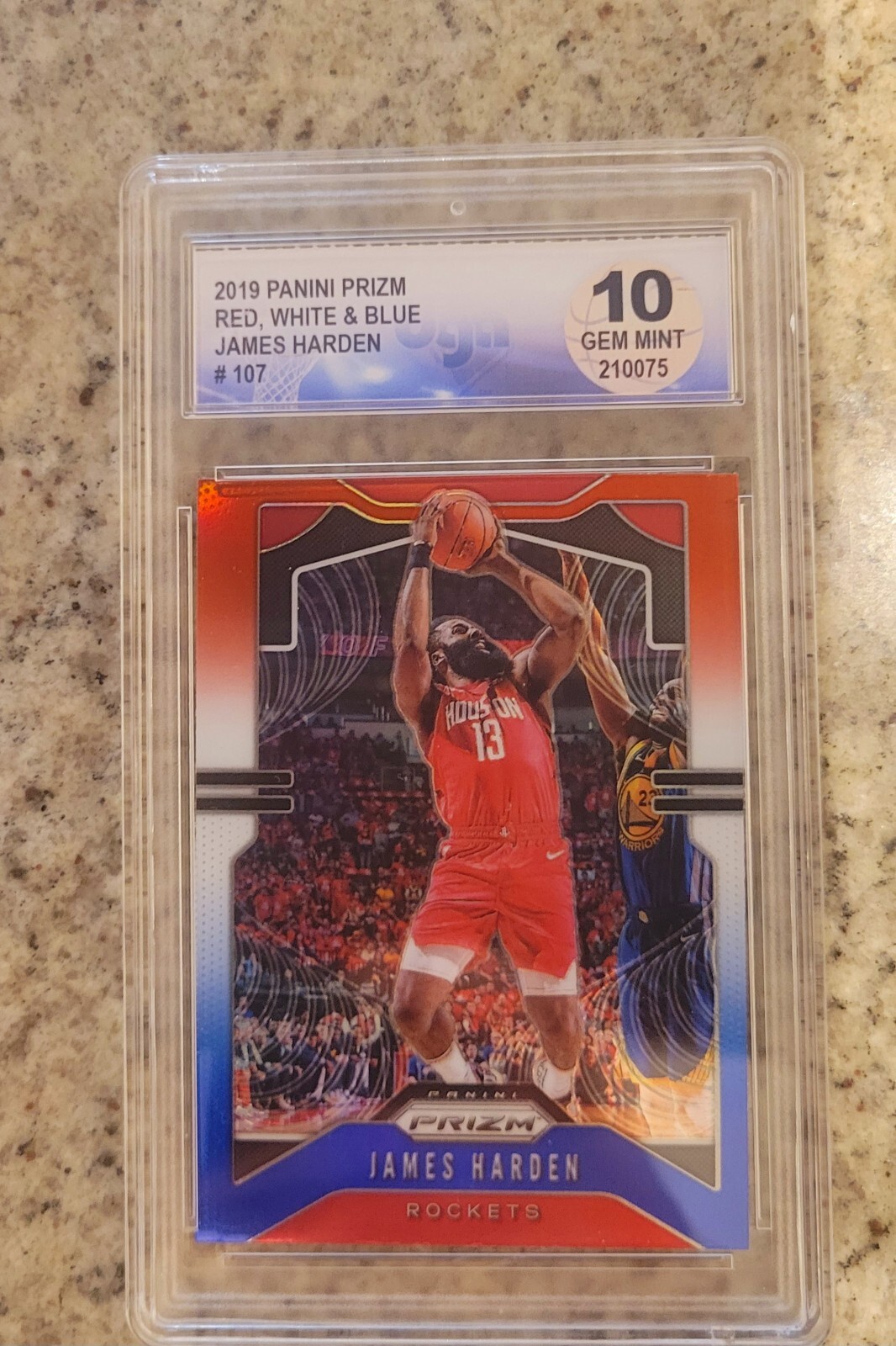 James Harden 2019 Panini Prizm Red White Blue PSA 10 Gem Mint Rockets #107