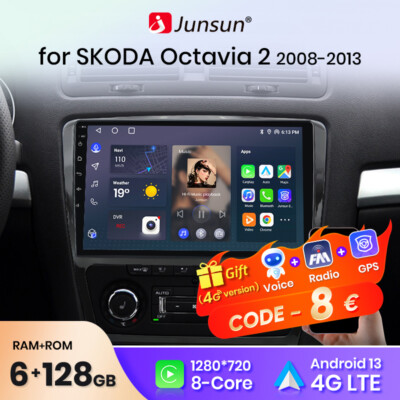 6+128G Carplay Für Skoda Octavia 2 2007-2013 Android 13 Autoradio DAB+ Navi WIFI