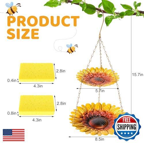 DECOHS Double-Deck Bee Feeder with Vivid Flower Design, Anti-Rust Iron Butter - Picture 2 of 5