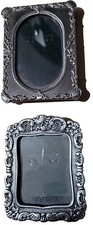 2pc Hallmark Silver Pewter Decorative Scrollwork Picture Frames 2x3 / 3x3.5 Vtg