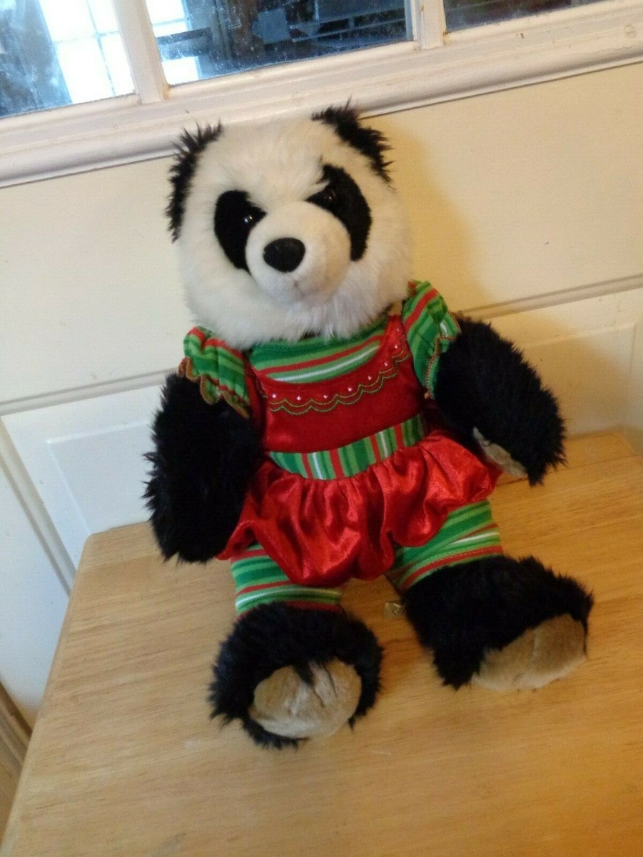 BUILD A BEAR BAB CHRISTMAS PANDA BEAR RED GREEN DRESS LEGGINGS PLUSH DOLL  FIGURE