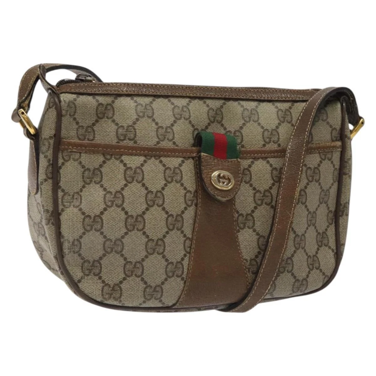Sac GUCCI GG Supreme Web Sherry Line PVC beige or 89.02.032 authentique BA822