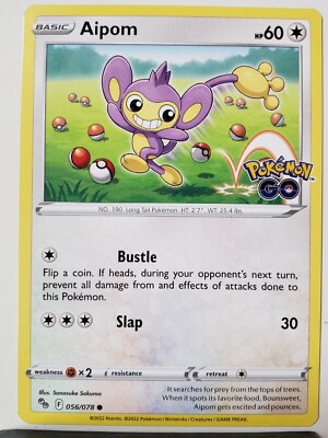 aipom pokemon go card Aipom 056/078 NM / M - Pokemon Go TCG Pokemon Card - $2 Combined Shipping