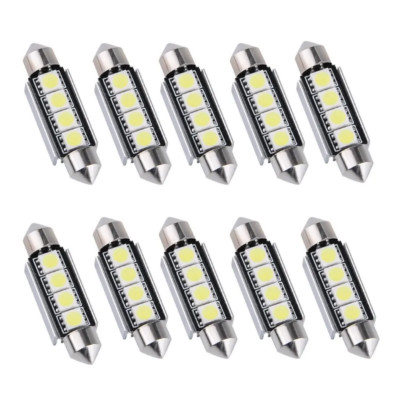 10x 12V 4 SMD 5050 LED Lampe Auto Canbus Innenraum Beleuchtung Licht Kaltweiß
