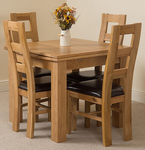 Richmond 90 - 150 cm Extending Oak Dining Table and Chairs Set (Yale Brown)