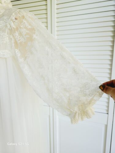 Vintage Romantic Nightgown, Robe SM 1960s Rare Lace Tie Front Long 2 Pc Elegant - Picture 7 of 16