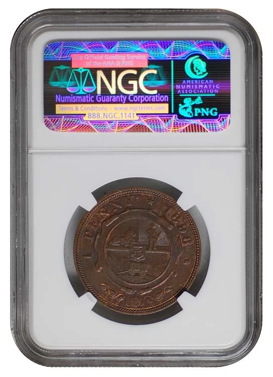 South Africa ZAR NGC Graded 1898 Kruger Penny MS 62 Bn - Image 2 of 2