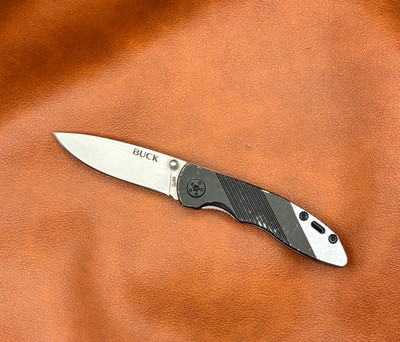 BUCK 867 BASELINE BLACK/SILVER ALUMINUM HANDLE FOLDING POCKET KNIFE 2015~RETIRED