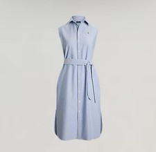 NWT Polo Ralph Lauren Belted Oxford Sleeveless Shirtdress SZ 12