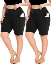 FULLSOFT Plus Size Biker Shorts for Women-High XX-Large Short, 1-2black 