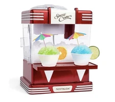 Nostalgia Electric Snow Cone Maker Kit Shaved Ice Machine Ice Shaver, Retro Red