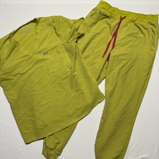 Figs Scrubs Set Citrine Catarina Top Zamora Joggers Sz XL Yellow