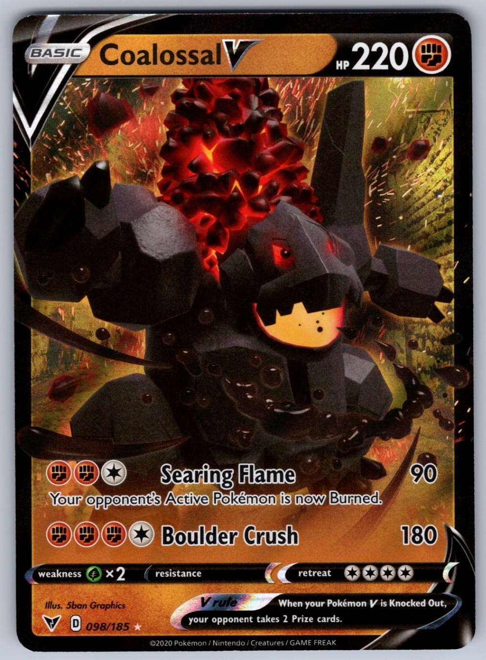 Coalossal V 098/185 (NM) - SWSH04: Vivid Voltage - Ultra Rare - Pokemon TCG