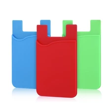 3x Silicone Wallet Stick On Phone Card Holder Case Pouch ID Sleeve 3.42" x 2.24"
