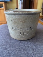 Antique French Salt Glazed Crock for Pork Spread Brand Beautiful Condition Rare
