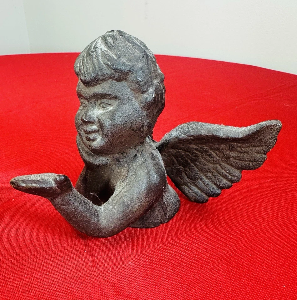 Antique Cast Iron Cherub Blowing Kiss Figurine Stillwater Minnesota Attic Find - Image 4 of 4