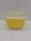 Vintage Pyrex Small Yellow Refrigerator Dish 501 With Lid Number 2312