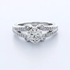 Side Stone Engagement Ring Solid Platinum 2.78 CT Round Lab-Grown Diamond F VS1