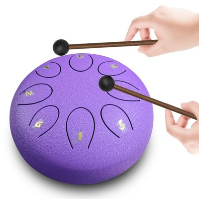 REGIS Steel Tongue Drum 6 Inch 8 Notes, Rain 8 Notes 6 Inches, Lavende