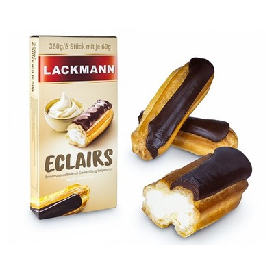Eclairs mit Cremefüllung und Schokoladenglasur, Lackmann, 360 g - Эклеры
