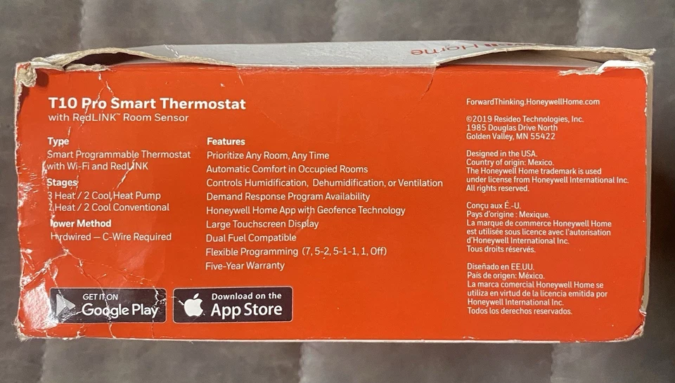 Honeywell T10 Pro Smart Thermostat With Sensor THX321WFS2001W NEW slightly dmgd - Image 3 of 4