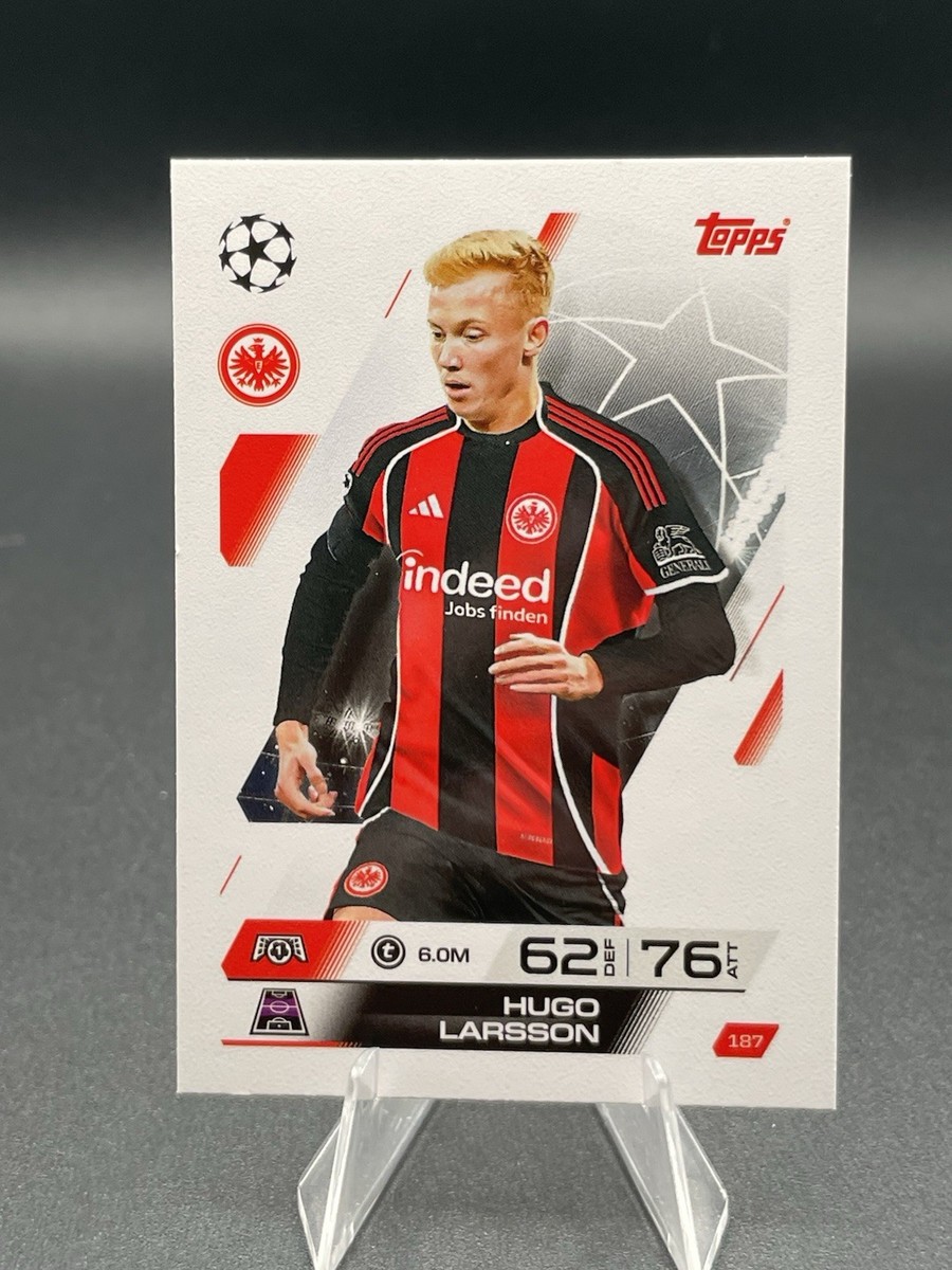 Carte Autographe Hugo Larsson – Eintracht Frankfurt – Saison 2024/2025 – Signée à La Main – Originale