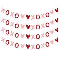 4Pcs Valentines Day XOXO Garland XOXO Banner Red and Pink, Valentines Hanging...
