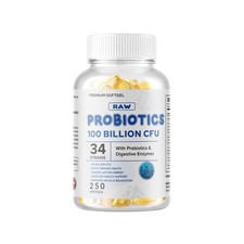 250 Raw Probiotics 100 Billion CFU Potency Digestive Immune Health Softgels USA