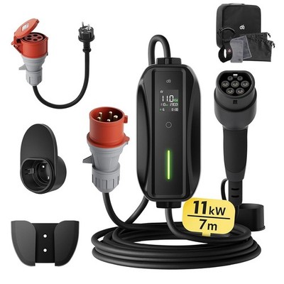 Mobile Wallbox 11kW 3 Phasig 7m Kabel Typ2 EV Ladegerät