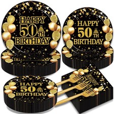 200Pcs 50th Birthday Party Tableware Set Back in 1975 Birthday Party Decorati...