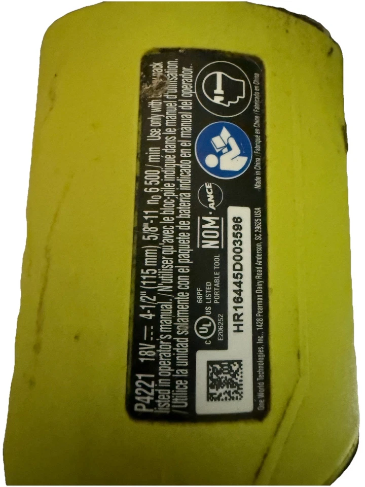 Ryobi ONE+ 18V sem fio 4-1/2 pol. Esmerilhadeira angular - Somente ferramenta (P4421) - Imagem 3 de 4