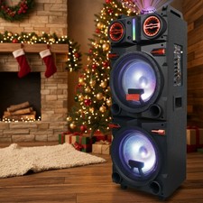 9000W Bluetooth Speaker Dual 10" Subwoofer Heavy Bass Sound System Party FM Mic
