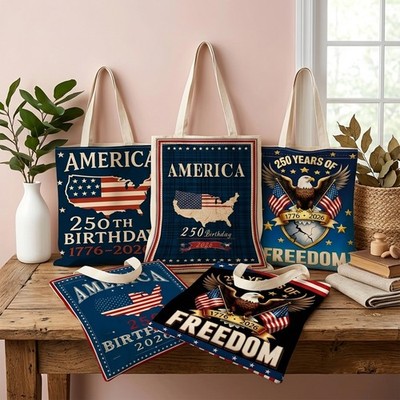 Patriotic America Canvas Tote Bag, 250th Anniversary Print