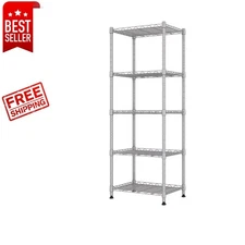Sturdy 5-Wire Shelving Rack - Organizer for Kitchen, Garage, Bath & More