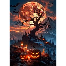 Halloween Diamond Painting Kits for Adults, Tree 5D Full Drill Diamond Art, Moon