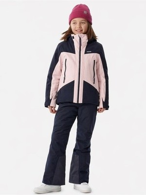Wedze 12Y blue pink Girls  warm waterproof insulated ski hood down jacket coat