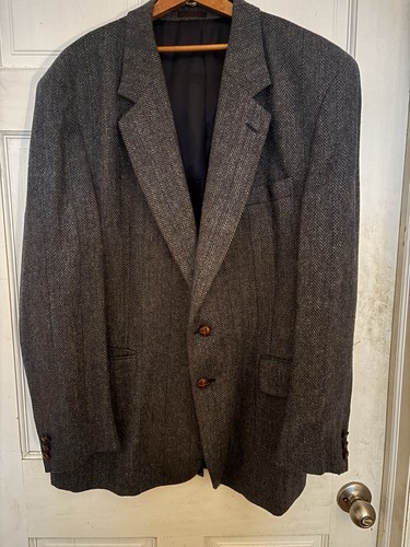 Savile Row Charcoal  Wool Blazer Mens Button Notch Lapel Lined Size 44R