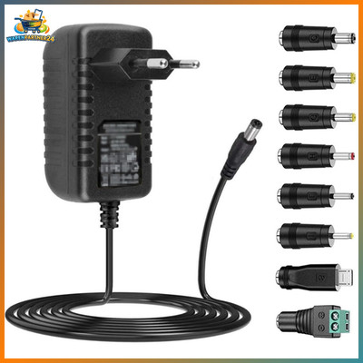 AC-DC Adapter 12V 2A Netzteil mit 8 Steckeradaptern 5,5mm 75 Zeichen