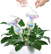 "Plant Watering Globes 4 Pack, Mushroom Self Watering Bulbs for Indoor & Outdoor