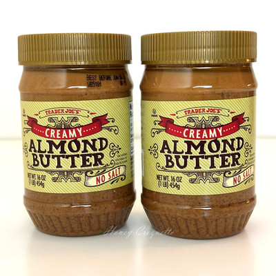 2 Pack Trader Joe's Creamy Almond Butter No Salt Added 16 Oz Each
