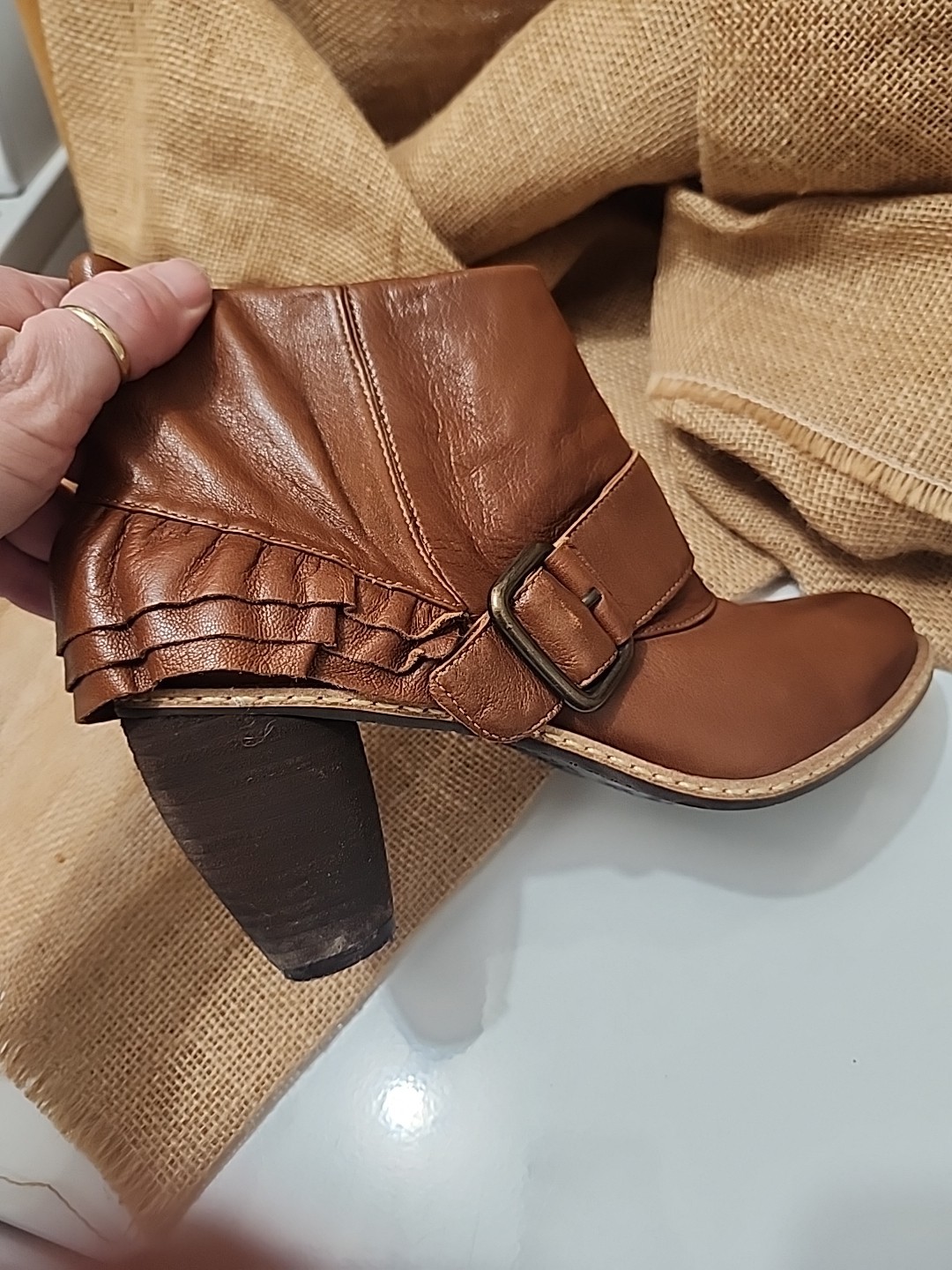 Anthropologie Miss Albright Nettie Ankle Buckle Booties Super Soft Leather 8B