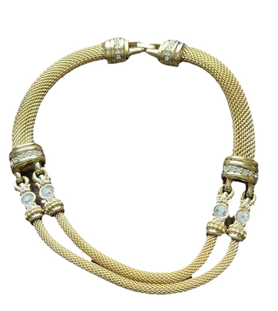 Vintage Swarovski SAL Rhinestone Crystal Necklace Gold Tone Estate Jewelry