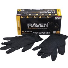SAS RAVEN Disposable Nitrile Work Gloves, Large, 100-pk 8061-87