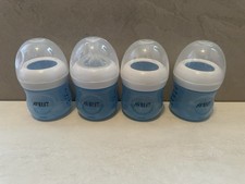 Philips Avent Natural Baby Bottle Blue 4 oz 4 Ct Needs Nipples